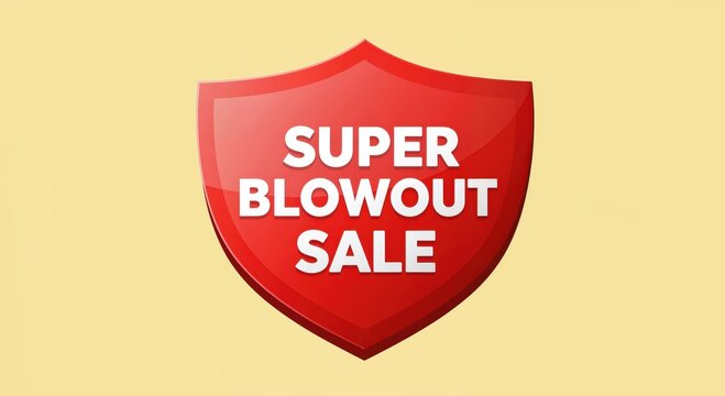Super Blowout Sale: A vibrant red shield boldly proclaims a Super Blowout Sale, enticing customers with the promise of extraordinary deals and limited-time offers.