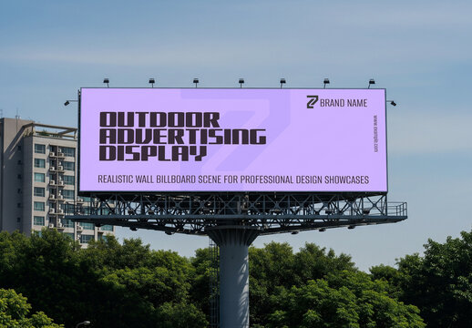 Outdoor Metal Frame Advertising Billboard Mockup Template