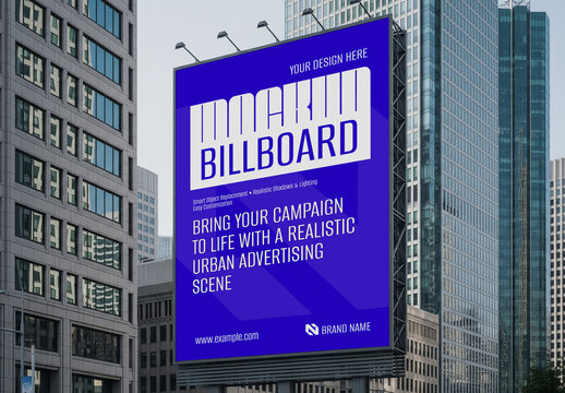 Realistic City Billboard Mockup for Urban Tall Advertising
