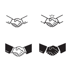 Handshake Deal Silhouette Vector Business Agreement Minimal Line Art Illustration
