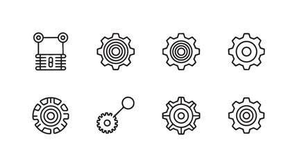 Group of Industrial and Mechanical Icons gear mechanism