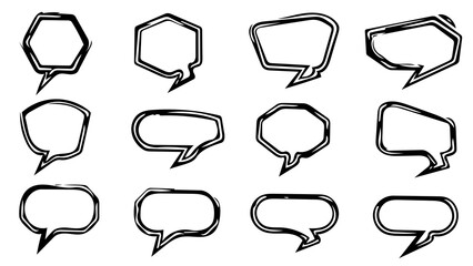 Fototapeta premium Creative Hand Drawn Speech Bubbles Set for Modern Designs, Perfect for Social Media Marketing and Engaging Communication, Originally a Scalable Vector Graphic