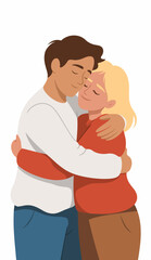 A loving couple shares an intimate embrace, showcasing their affection and emotional connection, set against a neutral background for focus.