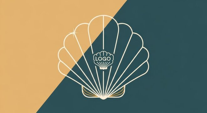 Elegant seashell emblem on duotone backdrop offering a refined branding potential