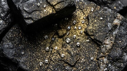 Fototapeta premium Diamonds on Coal: Precious Gems