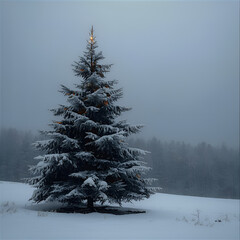 christmas tree in snow