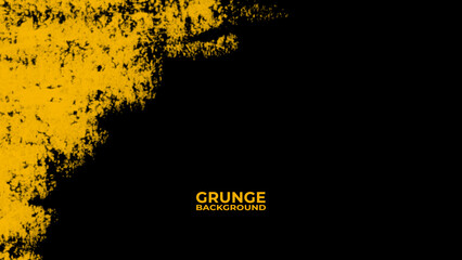 Black and yellow abstract background with brushstroke and halftone style. dirt overlay or screen...