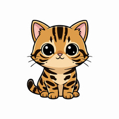 Obraz premium Cute sitting tabby cat cartoon vector illustration icon