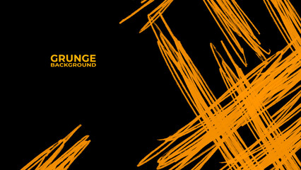 Black and yellow abstract background with brushstroke and halftone style. dirt overlay or screen...