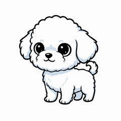 Fototapeta premium Kawaii Style Cute Fluffy White Dog Pet Illustration Vector