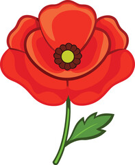 Fototapeta premium Beautiful Red Poppy Decorative Flower Vector Illustration.