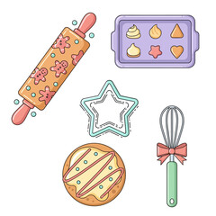 Pastel Christmas Kitchen Baking Icon Set