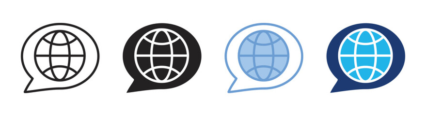Globe icon set multiple style collection