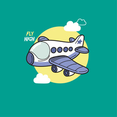 Playful Airplane Kids Graphic Set for Nursery and Prints 