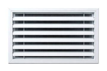White Air Vent Grille with Horizontal Louvers Isolated on Transparent Background