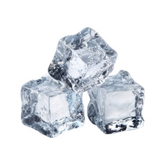 Three Chunks Of Clear Ice Cubes Stacked Together On A Black Background frozen water, Isolated On White, Png Transparent, Cut Out