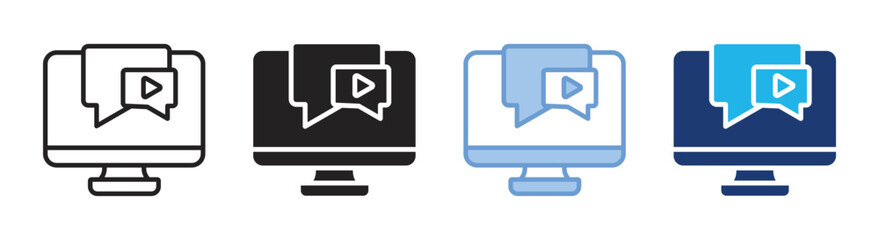 Video marketing icon set multiple style collection