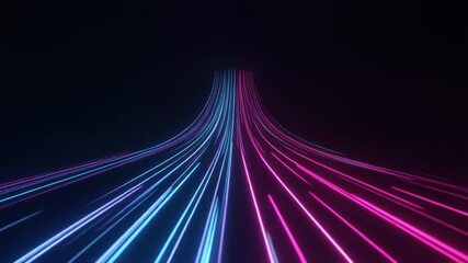 Dynamic abstract light trails zoom into futuristic digital vortex, conveying speed, data, and innovation in vibrant neon hues - Powered by Adobe