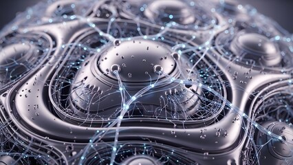 Abstract 3D rendered illustration of a human brain blended with mechanical engine elements