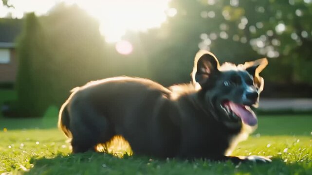 Dog Laying down in the Grass