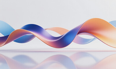surreal floating gradient waves and ribbons above a clean white background smooth flowing motion minimal 3D style  Generative AI