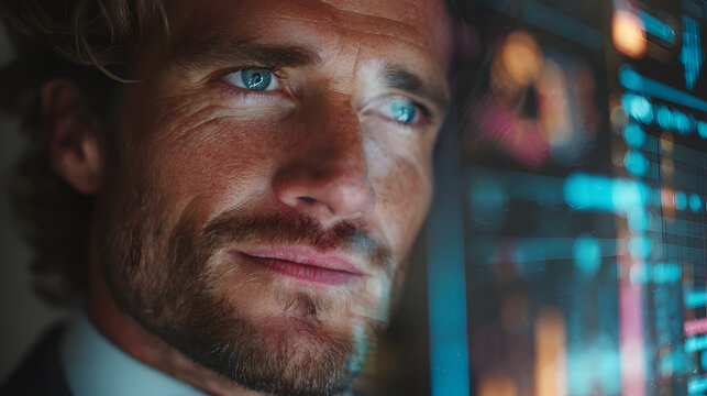 Businessman touching virtual screen with business plan or marketing strategy for the new year 2025 concept