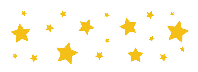 Sparkles Stars. Scattered Yellow Stars on White Background. Falling stars. Vector illustration