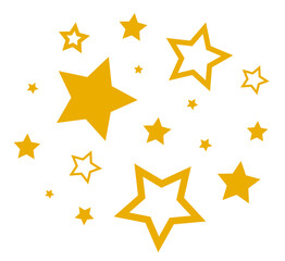 Sparkles Stars. Scattered Yellow Stars on White Background. Falling stars. Vector illustration