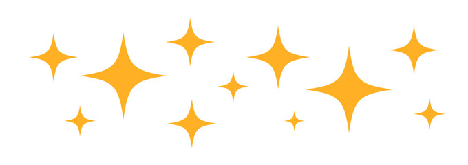 Sparkles Stars. Scattered Yellow Stars on White Background. Falling stars. Vector illustration
