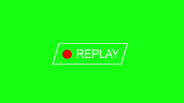Modern replay text animation on green background 4K Video
