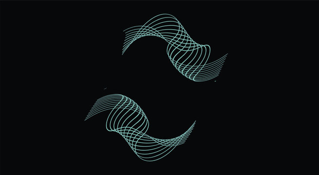  striking symmetrical design that captivates the viewer with its simplicity and elegance. Set against a deep black background, the two mirrored shapes created by parallel, curving lines evoke a 