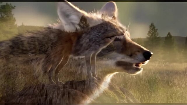 Wild canine vocalization captured with pristine audio in a remote forest, emphasizing the raw, untamed sound of nature and its ecological significance.