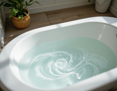 Clean Warm Water Sit Bath for Hemorrhoid Relief and Postpartum Care with Natural Light and Copy Space, Enhancing Healing and Relaxation