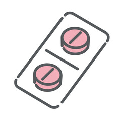 生理痛薬（鎮痛剤）のピルシートのイラスト：PMS・薬物治療・健康管理