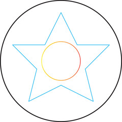 Star and circle outlines on white