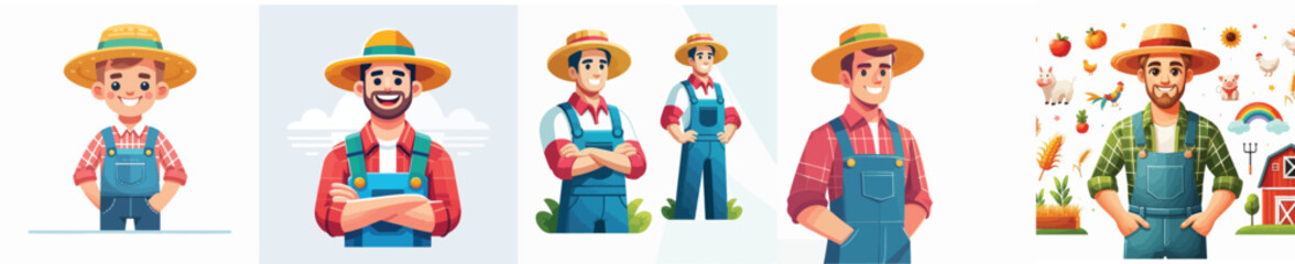 vector image man wearing a farm costume on a white background