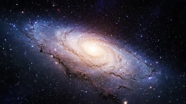 Observing the luminous, swirling core of a distant spiral galaxy, where stars are born and celestial dust clouds form intricate patterns in the cosmic expanse.