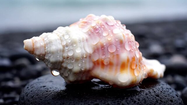 Capturing the mesmerizing spiral geometry and iridescent surface of a nautilus shell, showcasing its perfect natural design through slow, deliberate camera movement.
