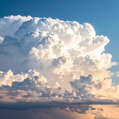 Large, fluffy cumulus cloud formation in a bright blue sky