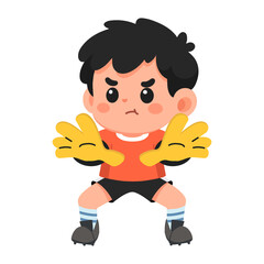 Cartoon Illustration of Young Soccer Goalie