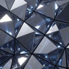 AI commercial background, Geometric Crystalline AI Background: Midnight Blue Tech Facets
