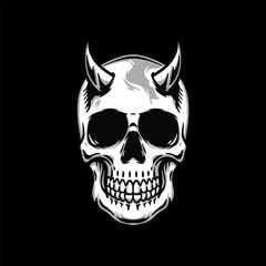 skull with horn on black background