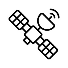 Outline Satellite Space Technology Communication Line Icon
