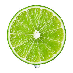 Cross-section of a Juicy Lime with Water Droplet citrus