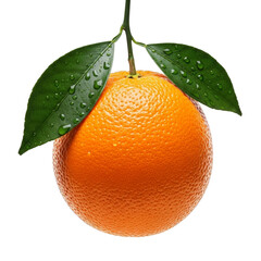 Orange with Green Leaves and Water Droplets upscale