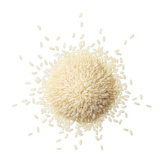 Overhead View of White Rice Grains Scattered uncooked