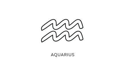 Obraz premium Aquarius zodiac symbol with the word Aquarius written below it.