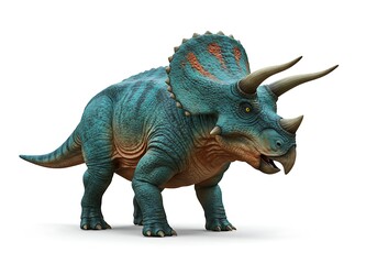 Fototapeta premium Detailed illustration of a triceratops dinosaur isolated on a bright white backdrop