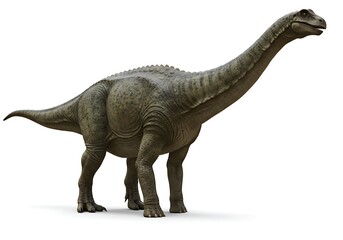 Fototapeta premium Digital illustration of a large long necked dinosaur isolated on a white background