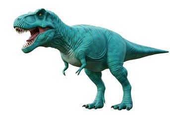 Turquoise tyrannosaurus rex illustration isolated on white background